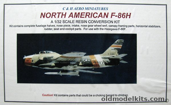 C&H 1/32 North American F-86H 1/32 Conversion Kit with F-86H Decals - USAF Mass Air Guard 101st TFS 1963 / US Navy QF-86H-10NA Naval Weapons Center China Lake California / Conn. Air National Guard 175th FG 104 FIS 1968 plastic model kit